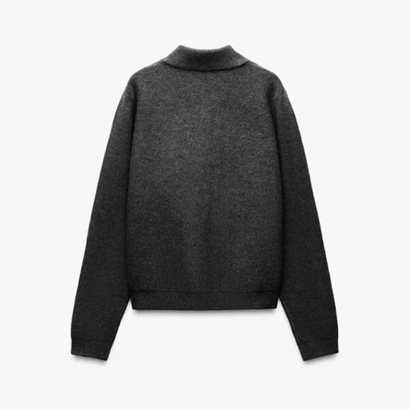 Zara NWT plain knit polo collar jacket 9325/001 - Picture 7 of 10